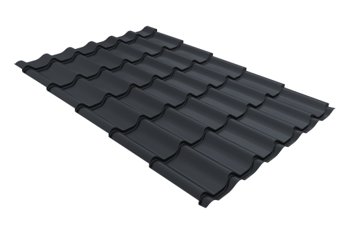 Металлочерепица Классик ("Classic") v01 0,5 Satin RAL 7024 мокрый асфальт