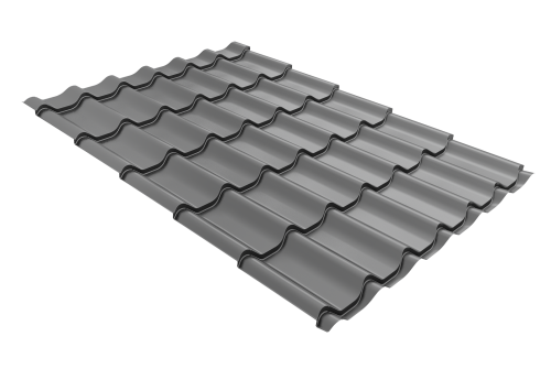 Металлочерепица Классик ("Classic") v01 0,5 Satin RAL 9006 бело-алюминиевый