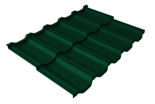 Металлочерепица "Квинта Уно" ("Kvinta Uno") 0,5 Satin RAL 6005 зеленый мох