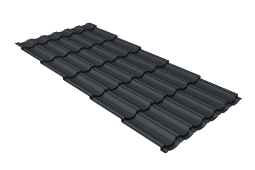 Металлочерепица "Квинта Юг" 0,5 Drap TX RAL 7024 мокрый асфальт