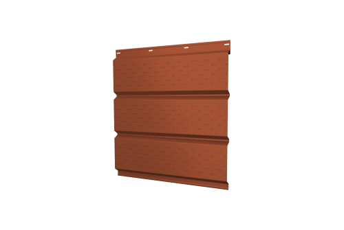 Софит металлический полная перфорация 0,5 Satin Matt с пленкой RAL 8004 терракота