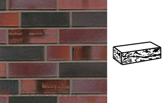 Кирпич клинкерный пустотелый Muhr 29 S Schwarzblau-bunt Spezial готик, 290*90*71 мм
