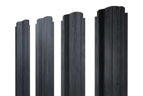 Штакетник П-образный В фигурный 0,45 Print Premium Grey Wood TwinColor