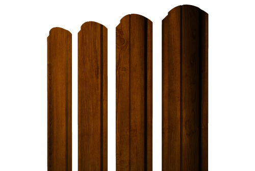 Штакетник Полукруглый Slim фигурный 0,45 Print-Double Premium Golden Wood Intense F